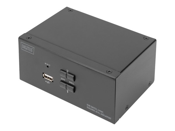 DIGITUS KVM Switch, 2-Port, 4K60Hz, 4xDP in, 2xUSB-B, 2xAudio DS-12862