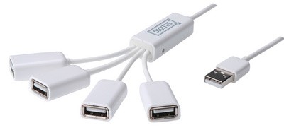DIGITUS USB 2.0 Kabel Hub, 4 Port, weiß