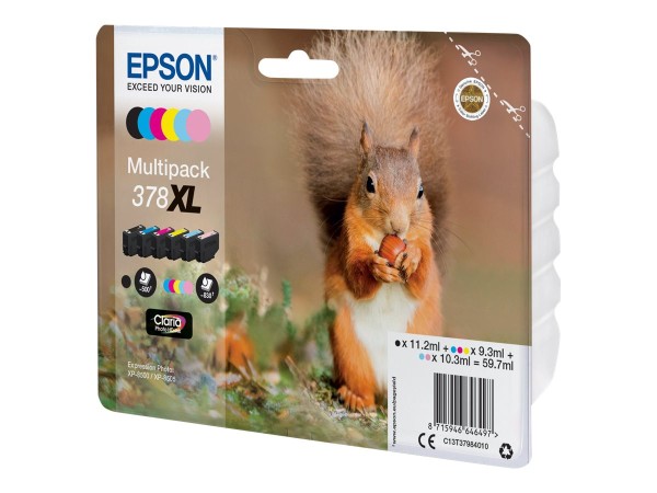 EPSON 378XL Multipack 6er Pack XL Schwarz, Gelb, Cyan, Magenta, hell Magent C13T37984010