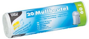 PAPSTAR Mülleimerbeutel HDPE, 18 Liter, weiß