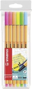 STABILO Fineliner point 88, 6er Kunststoff-Etui, Neonfarben