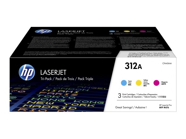 HP HP 312A Tri Pack 3er Pack Gelb, Cyan, Magenta LaserJet Tonerpatrone (CF440AM)