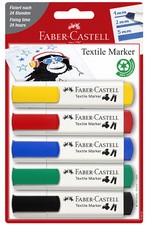 FABER-CASTELL Textilmarker, Standardfarben, 5er Blister