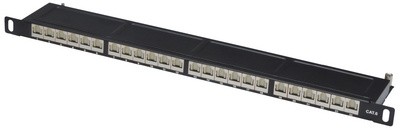 DIGITUS 19" Patch Panel Kat.6, Klasse E, 24 Port, schwarz