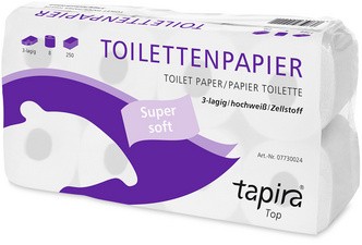 Tapira Toilettenpapier, 3-lagig, hochweiß, Großpackung