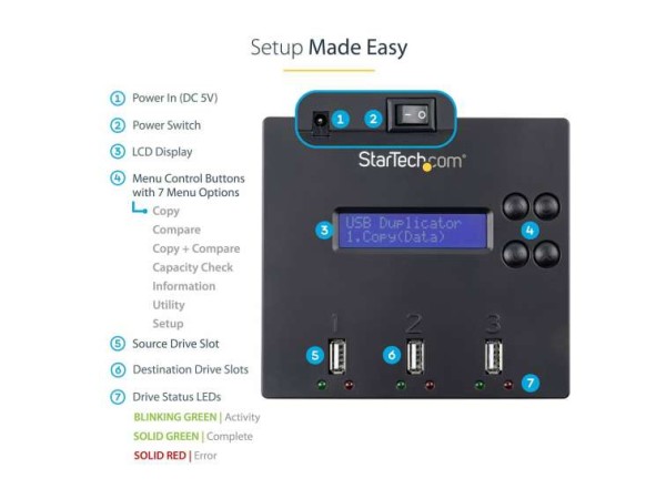 STARTECH.COM 1:2 Standalone USB 2.0 USB Stick Duplizierer und Eraser - Flas USBDUP12