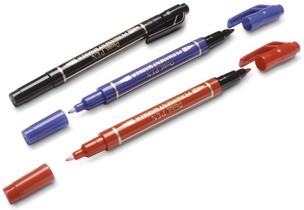 Pentel Permanent-Marker Pen, Doppelspitze, 3er Etui sortiert