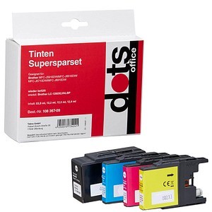 DOTS DOTS schwarz, cyan, magenta, gelb Druckerpatronen kompatibel zu brother LC-1280XLVA; 1 Pack = 4 St.