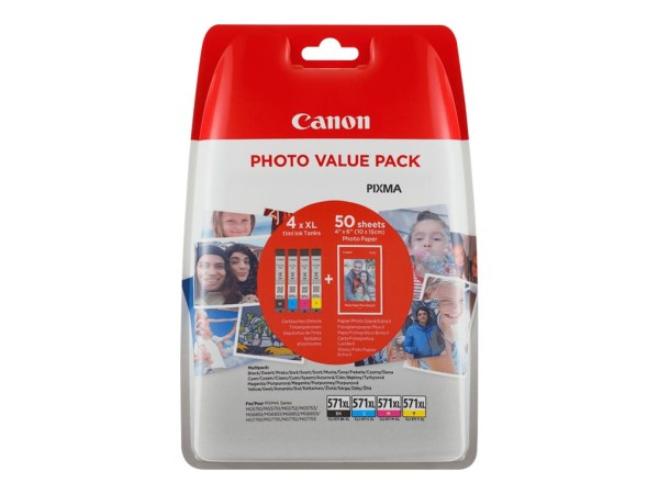CANON CANON CLI 571 XL C/M/Y/BK Photo Value Pack 4er Pack Schwarz, Gelb, Cyan, Magenta Tintenbehälter /