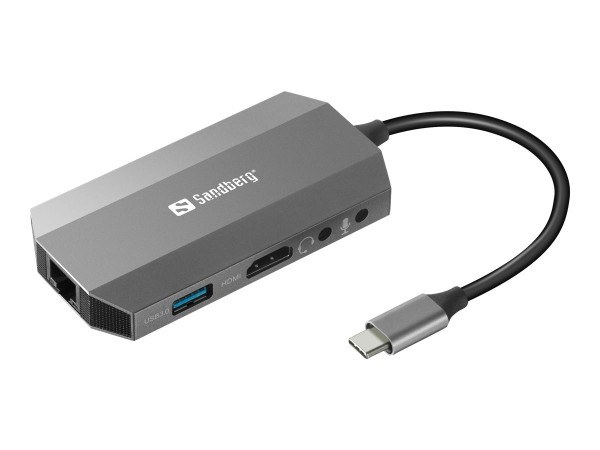 SANDBERG USB-C 6-in1 Travel Dock - Verkabelt - USB 3.0 (3.1 Gen 1) Type-C - 136-33