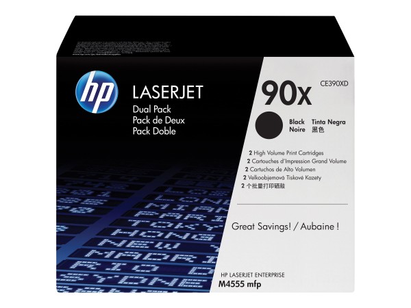 HP HP 90X 2er Pack Schwarz LaserJet Tonerpatrone (CE390XD)