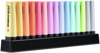 STABILO Textmarker BOSS ORIGINAL Pastel, 15er Tischset