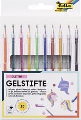 folia Gelschreiber GLITTER, farbig sortiert, 10er Etui