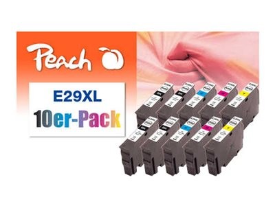 PEACH PEACH Combi Pack E29XL 10er Pack Schwarz, Gelb, Cyan, Magenta wiederaufbereitet Tintenpatrone