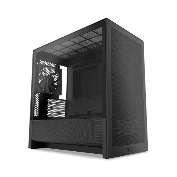 NZXT NZXT H3 Flow (2025) All Black Midi Tower mATX Gaming Gehäuse schwarz mit Glasfenster