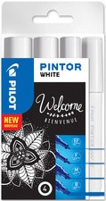 PILOT Pigmentmarker PINTOR, medium, 4er Set "WHITE"
