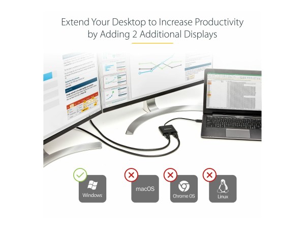 STARTECH.COM USB auf Dual HDMI Adapter - 4K - USB zu HDMI Adapter - USB 3.0 USB32HD2