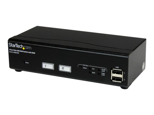 STARTECH.COM 2 Port USB VGA KVM Switch mit DDM Fast Switching und Kabeln SV231USBDDM