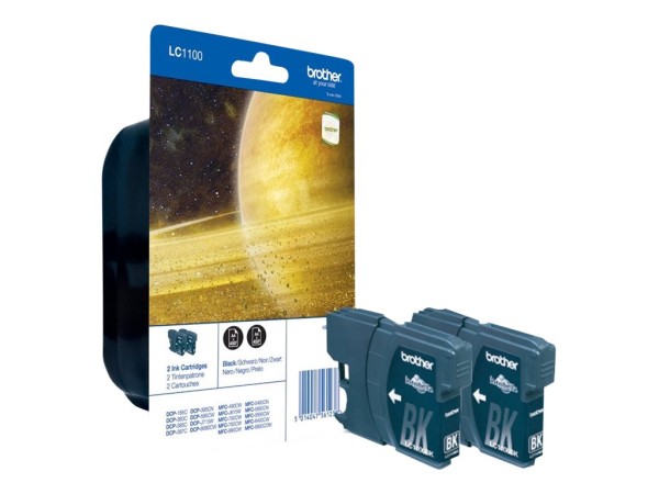 BROTHER Black Ink Cartridge 2p LC1100BKBP2