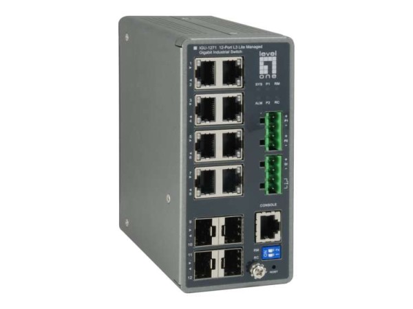 LEVEL ONE LEVELONE Industrial Switch 12-Port L3 Lite Gigabit 240W IGU-1271