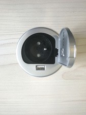 kerkmann Einbausteckdose für Tischplatten, mittig, silber