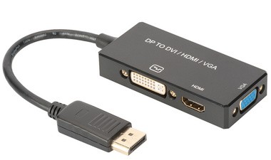 DIGITUS DisplayPort 1.2 - 3in1 Konverter, DP - HDMI+DVI+VGA