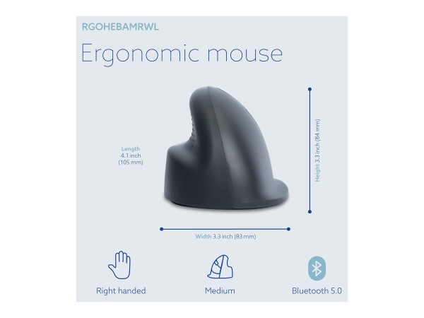R-GO TOOLS HE Mouse HE Basic Maus rechts Bluetooth 1750 DPI (RGOHEBAMRWL) RGOHEBAMRWL