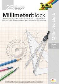 folia Millimeterpapier-Block, DIN A3, 80 g/qm, 25 Blatt