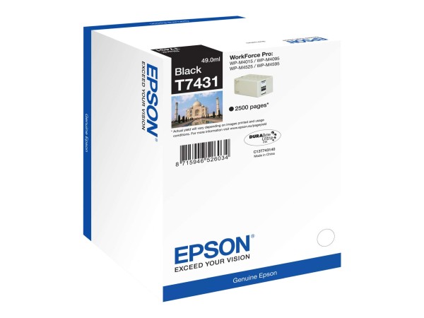 EPSON T7431 Schwarz Tintenpatrone C13T74314010