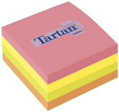 Tartan Haftnotiz Würfel, 76 x 76 mm, farbig sortiert