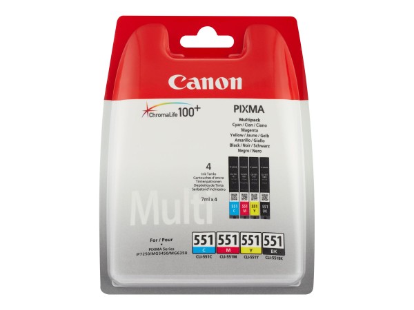 CANON CLI 551 C/M/Y/BK Multipack 4er Pack Schwarz, Gelb, Cyan, Magenta Tint 6509B008