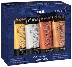 KREUL Acrylfarbe el Greco Acrylic Metallic, 75 ml, 4er-Set