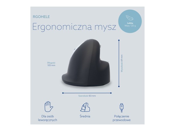 R-GO TOOLS HE Mouse Vertical Mouse Left