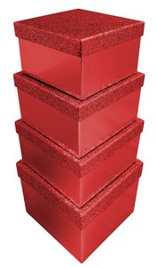 Clairefontaine Geschenkboxen-Set "Glitter rot", 4-teilig