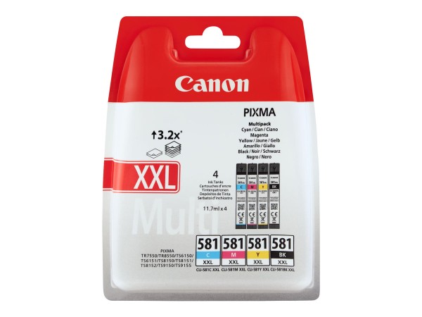 CANON CANON CLI 581XXL C/M/Y/BK Multi Pack 4er Pack Very High Yield Schwarz, Gelb, Cyan, Magenta