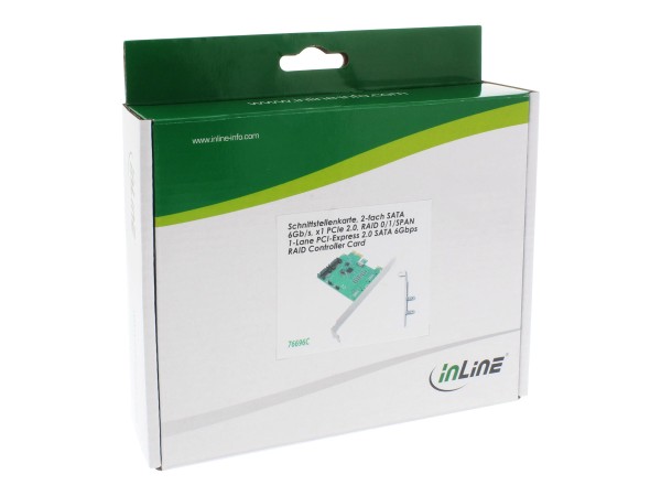 INLINE Schnittstellenkarte, 2-fach SATA 6Gb/s, x1 PCIe 2.0, RAID 0/1/SPAN 76696C
