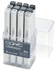 COPIC Marker classic, 12er Grau Set "NG", neutrale Grautöne