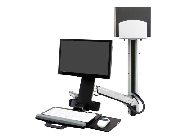 ERGOTRON StyleView Sit-Stand Combo System with medium Silver CPU Holder up 45-271-026