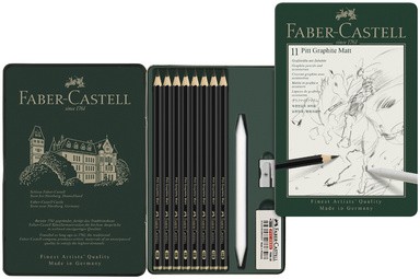 FABER-CASTELL PITT GRAPHITE Matt Set, 11-teiliges Etui