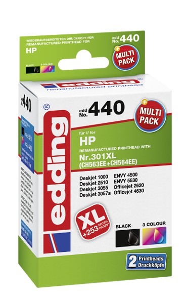 EDDING EDDING Tinte Kombi-Pack ersetzt HP 301, 301XL Kompatibel Kombi-Pack Schwarz, Cyan, Magenta, Gelb EDD