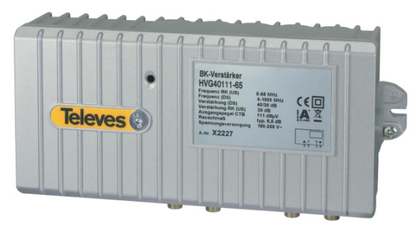 TELEVES TELEVES BK-Guss-Verstärker HVG40111-65 40 dB CTB 111 dB 5-1006 MHz RK 30 dB