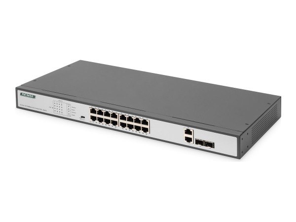 DIGITUS DIGITUS Fast Ethernet PoE Switch 16-port PoE + 2 Combo 250W PoE budget