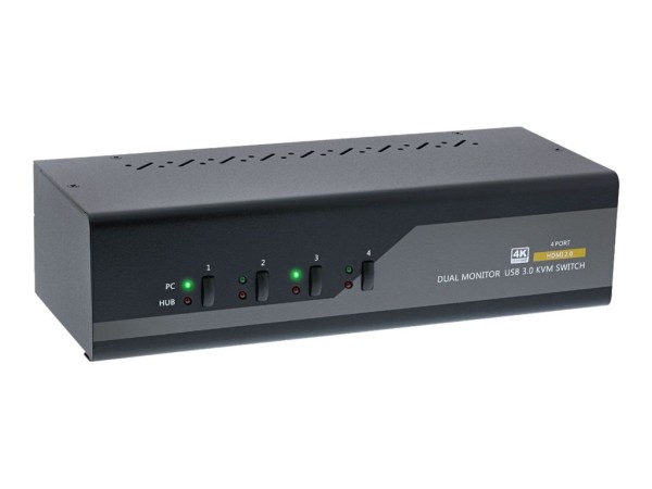 INTOS ELECTRONIC KVM Desktop Switch - 4-fach - Dual Monitor - HDMI - 4K - U 62654I