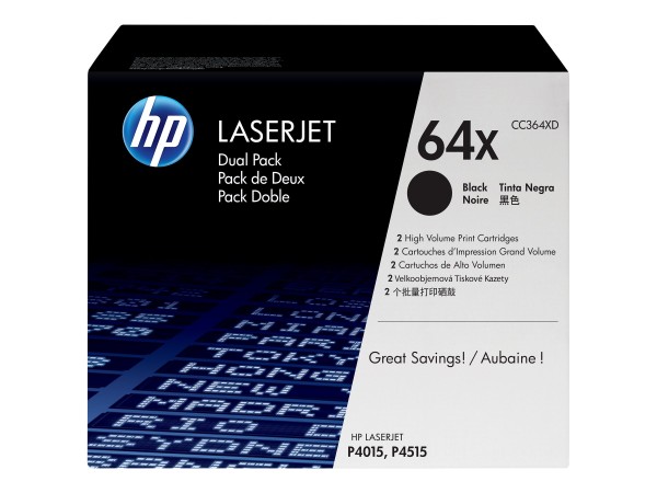 HP 64X 2er Pack Schwarz LaserJet Tonerpatrone (CC364XD) CC364XD