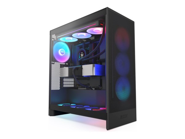 NZXT H7 Flow Black RGB (2024) Midi Tower ATX Gaming Gehäuse schwarz mit Gla CM-H72FB-R1