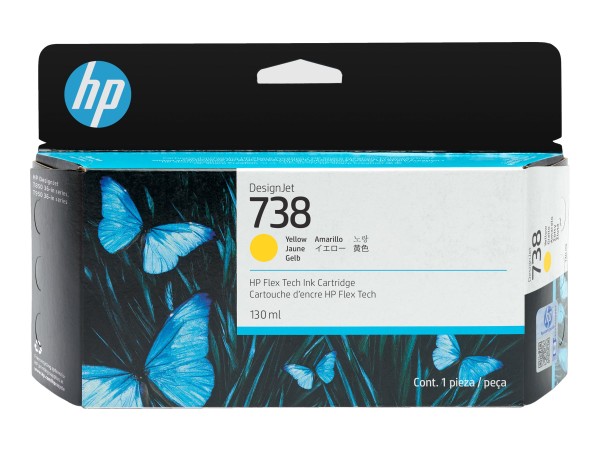 HP 738 130-ml Yellow DesignJet Ink Cartridge 498N7A