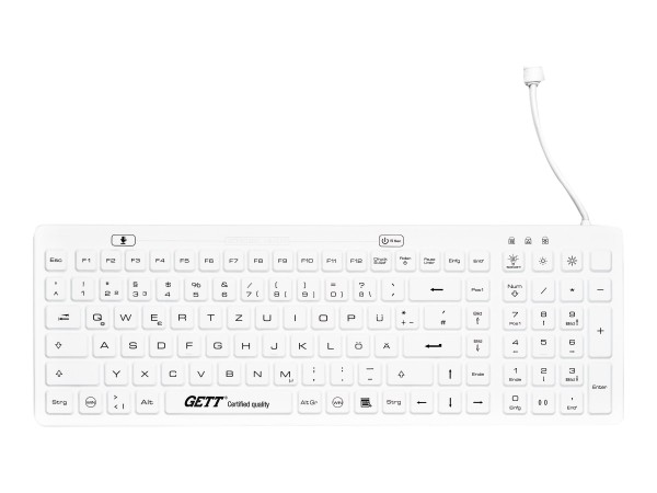 GETT GETT GCQ MED BACKL USB (DE) Silikon IP68 Tastatur desinfizierbar wasserdicht weiss 110 Tasten