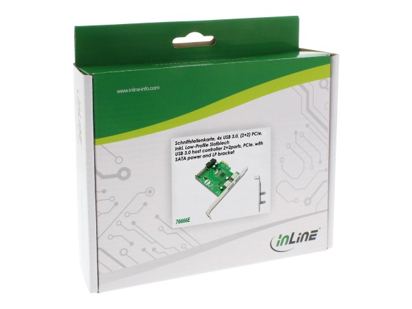 INLINE Schnittstellenkarte, 4x USB 3.0, (2+2) PCIe, inkl. Low-Profile Slotb 76666E