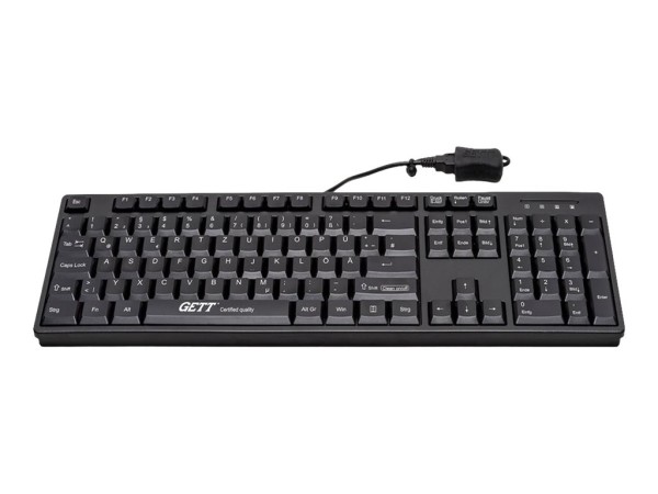 GETT GETT GCQ CleanType Easy Basic USB spritzwasserdicht antimikrobielle Oberflaeche schwarz 105 Tasten (