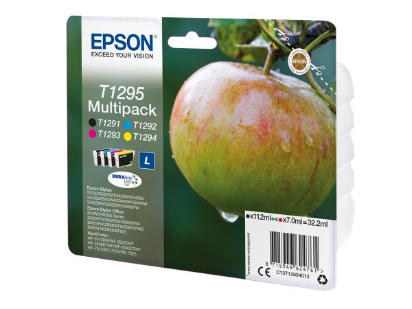 EPSON T1295 Multipack 4er Pack L Größe Schwarz, Gelb, Cyan, Magenta Tintenp C13T12954012